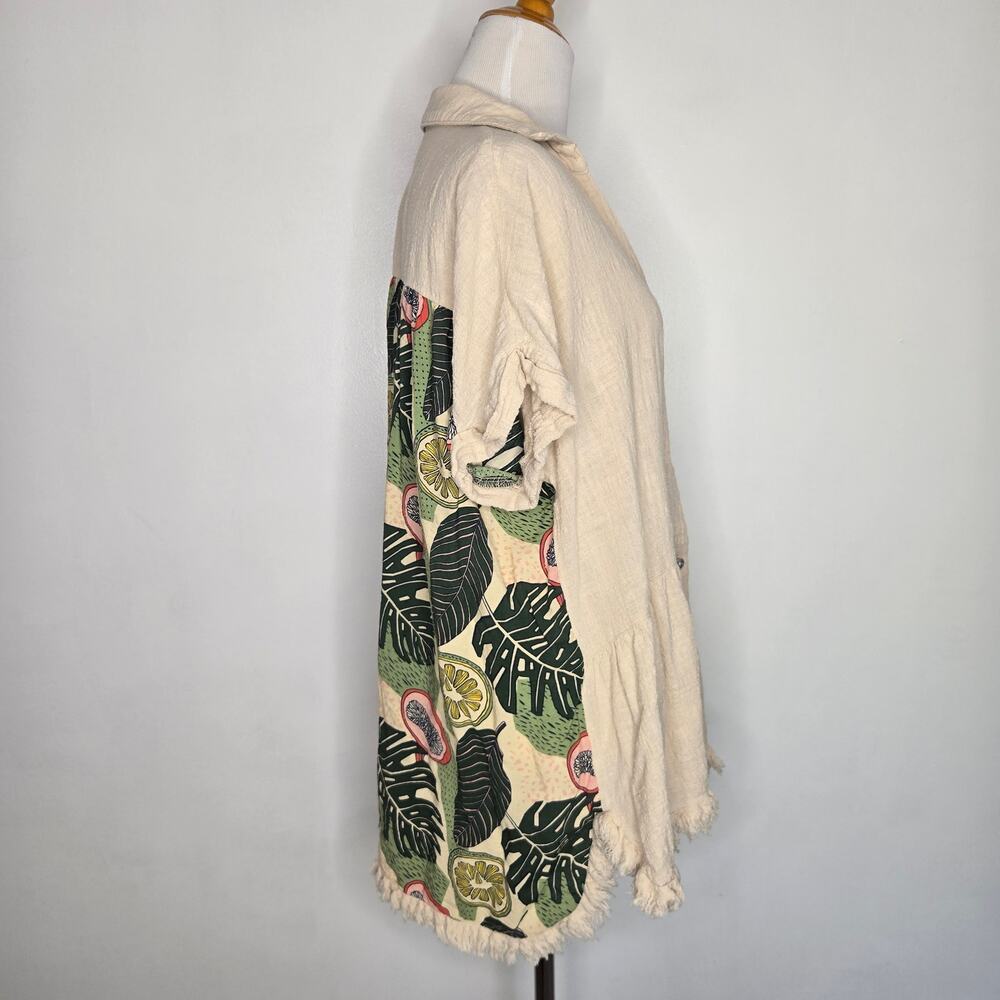 Umgee+ Women Lagenlook Cotton Tunic Coastal Lightweight Fruit Print Tropical XL - Picture 3 of 12